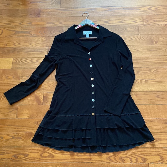 Joseph Ribkoff Tops - Joseph Ribkoff black button down midi dress/blouse/top size 10.